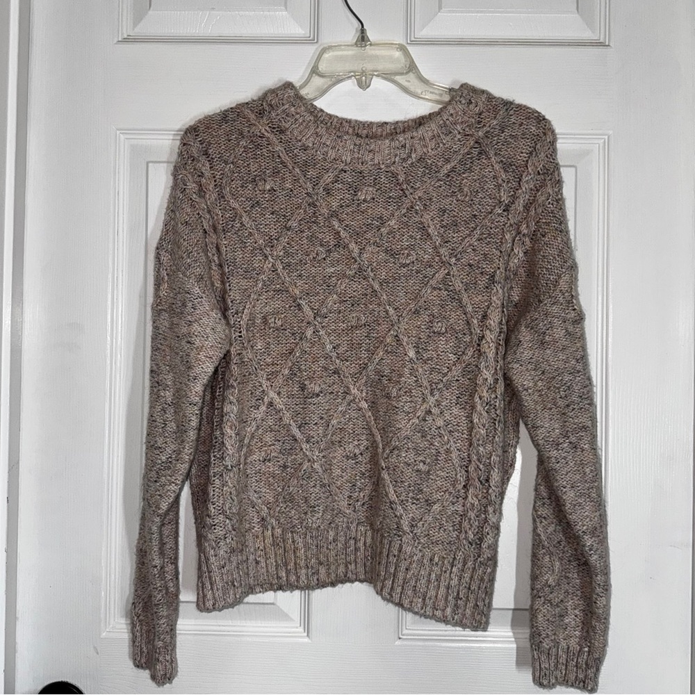 Time and Tru Women's Cable Knit Sweater - Light Pink Beige - Picture 4 of 9